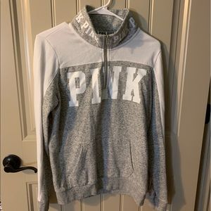 PINK grey and white long sleeve pullover